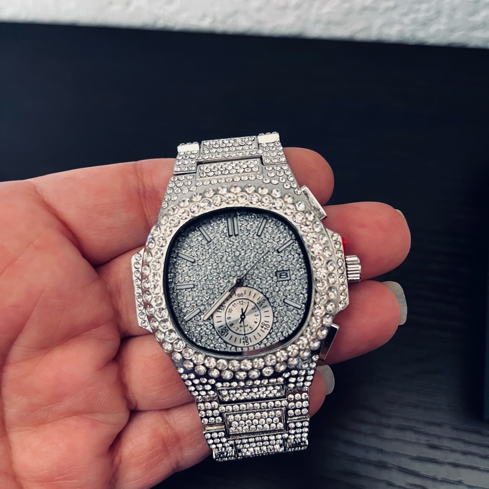 Silver Crystal-Embellished Watch